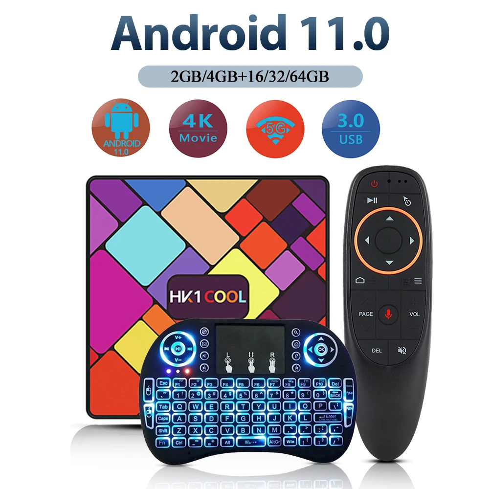 

Приставка Смарт-ТВ HK1, 4K HD, Android 2,4, 4 + 64 ГБ, 3,0G, Wi-Fi, USB