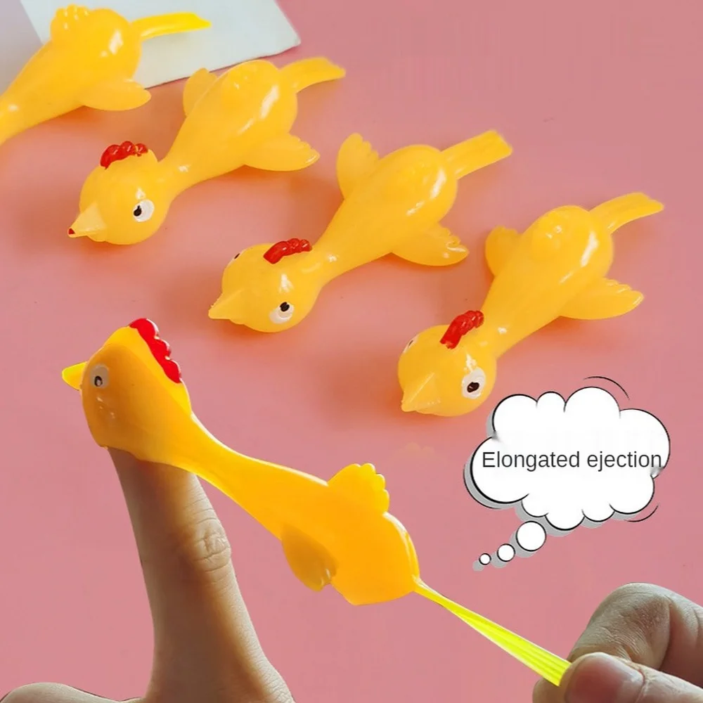 

5Pcs Catapult Launch Turkey Fun Tricky Slingshot Chick Practice Chicken Elastic Flying Finger Bird Toys Sticky Decompression Toy