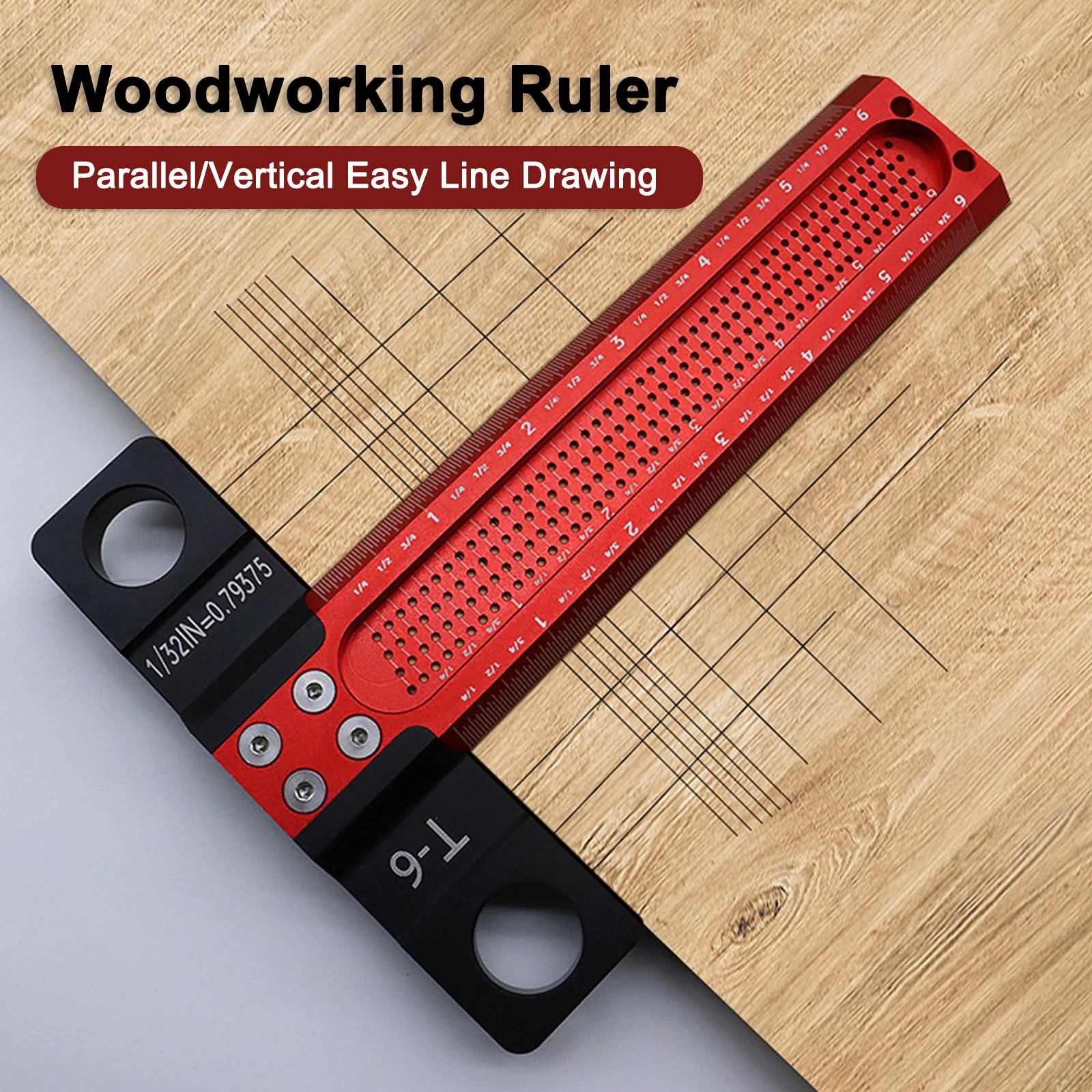 

Carpenter's Hole Drawing Parallel Ruler Carpentry Measure 6 Inches Accurate Calibration Analysis Instruments Scribe T-Rule