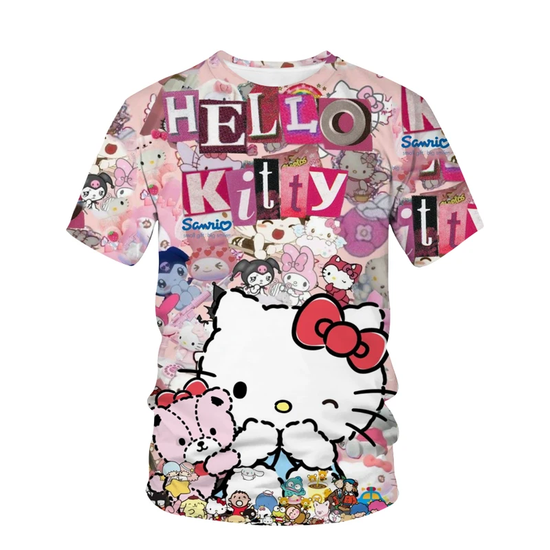 

Женская футболка с коротким рукавом и круглым вырезом, с принтом Hello Kitty