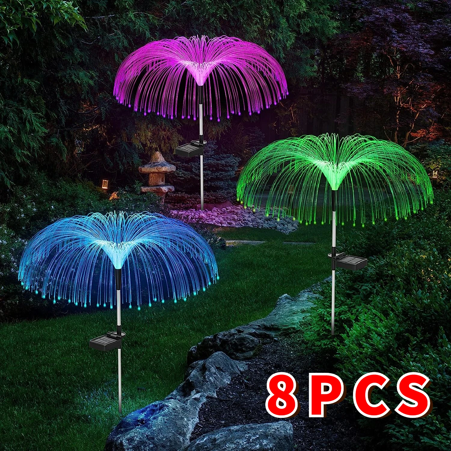 

Солнечные садовые фонари, уличные водонепроницаемые волоконно-оптические лампы для газона, сада, патио, виллы, двора, двора, дорожек, Декор