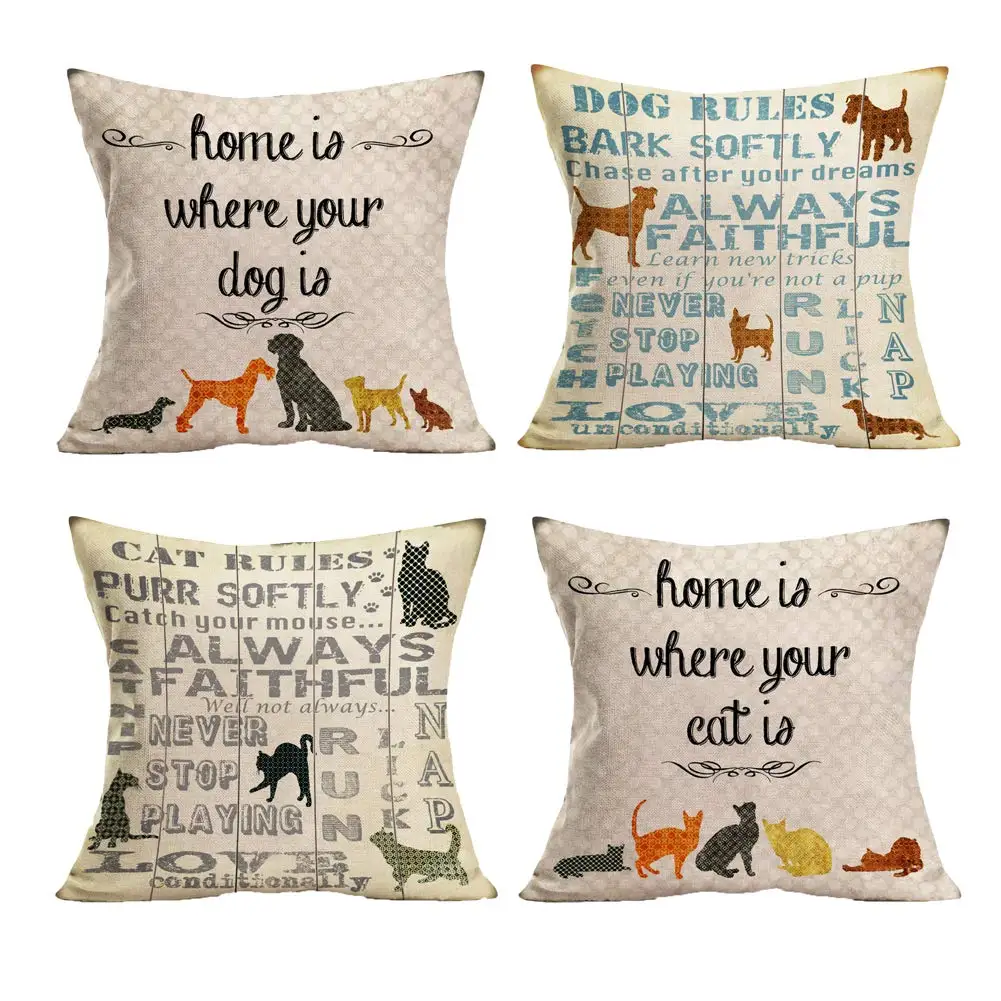 

Dog animal quotes linen pillowcase sofa cushion cover home decoration can be customized for you 40x40 50x50 60x60 45x45
