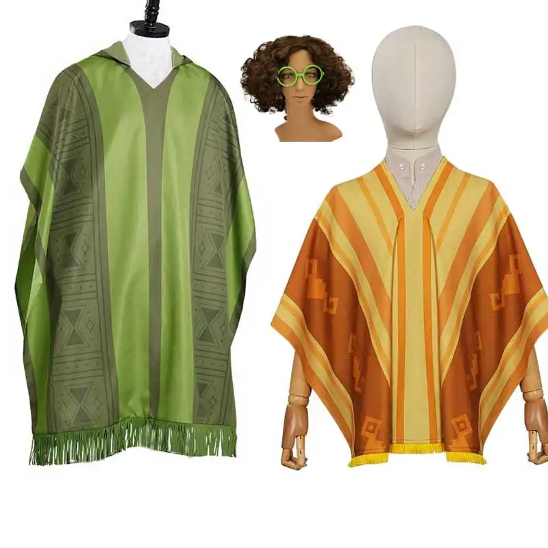

Kids Adult Encanto Bruno Cosplay Costume Cloak Mirabel Dress Wig Party Clothes Unisex Anime Robe Halloween Costume