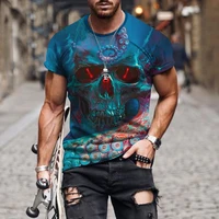 horror skull t shirt for men summer 3d printed mens short sleeved breathable round neck street fashion casual streetwear xxs 6xl