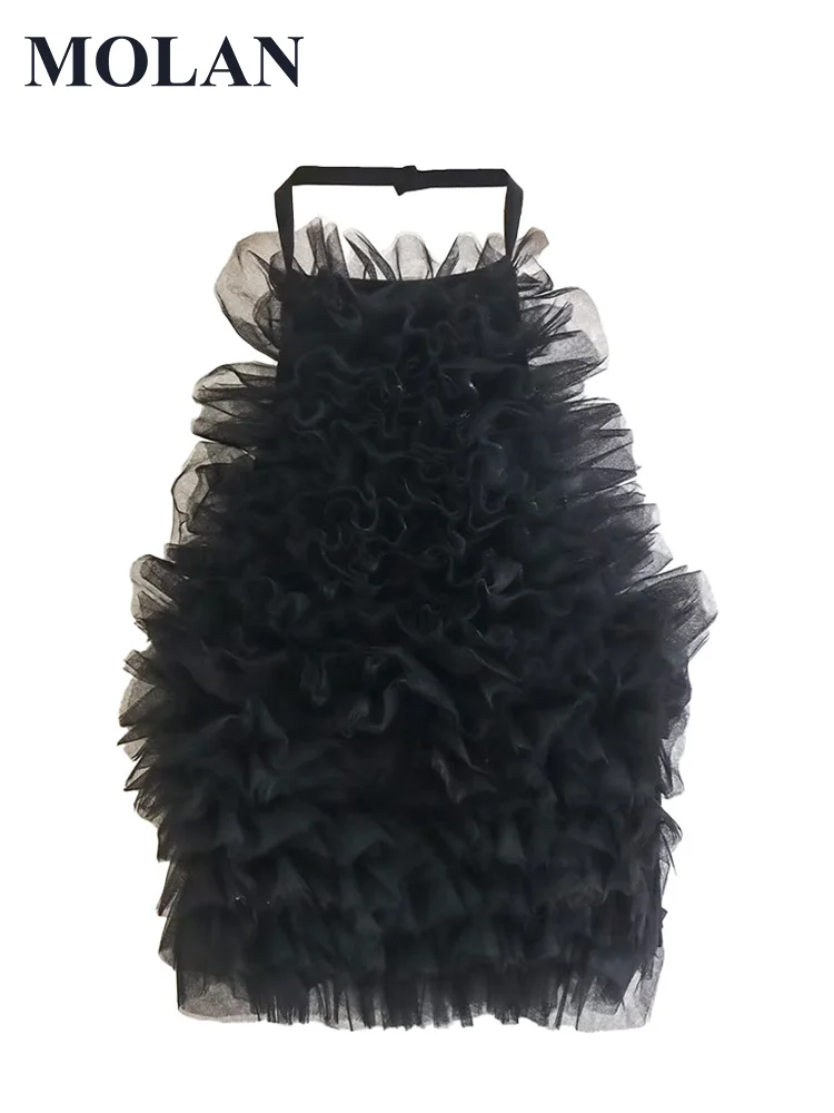 

MOLAN New Woman Top Cropped Tulle Knit Fashion Sexy Halter Casual Strapless Streetwear Stylish Female Chic Za Tank