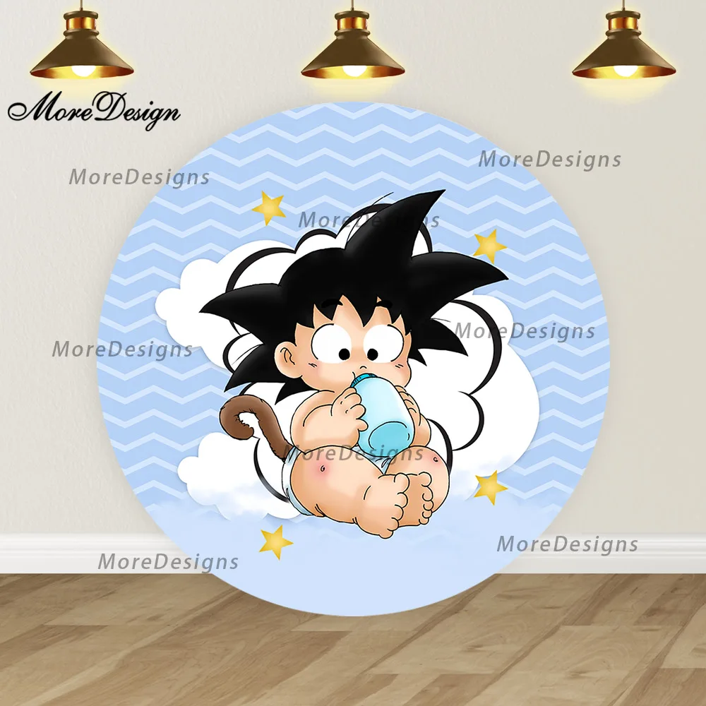 Фото Dragon Ball Baby Goku круглые чехлы детский душ фото фон для мальчиков декор на день рождения мультфильм виниловый полиэстер фото фон №3