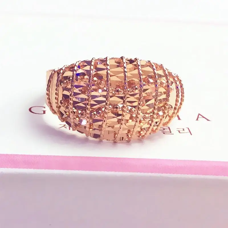 

585 Pure Purple Gold Ring Women's Russian 14K Rose Gold Women's Brushed Bead Ring