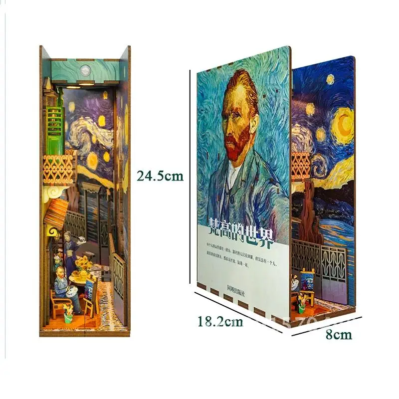 DIY книжный уголок вставка наборы полок деревянный миниатюрный строительный
