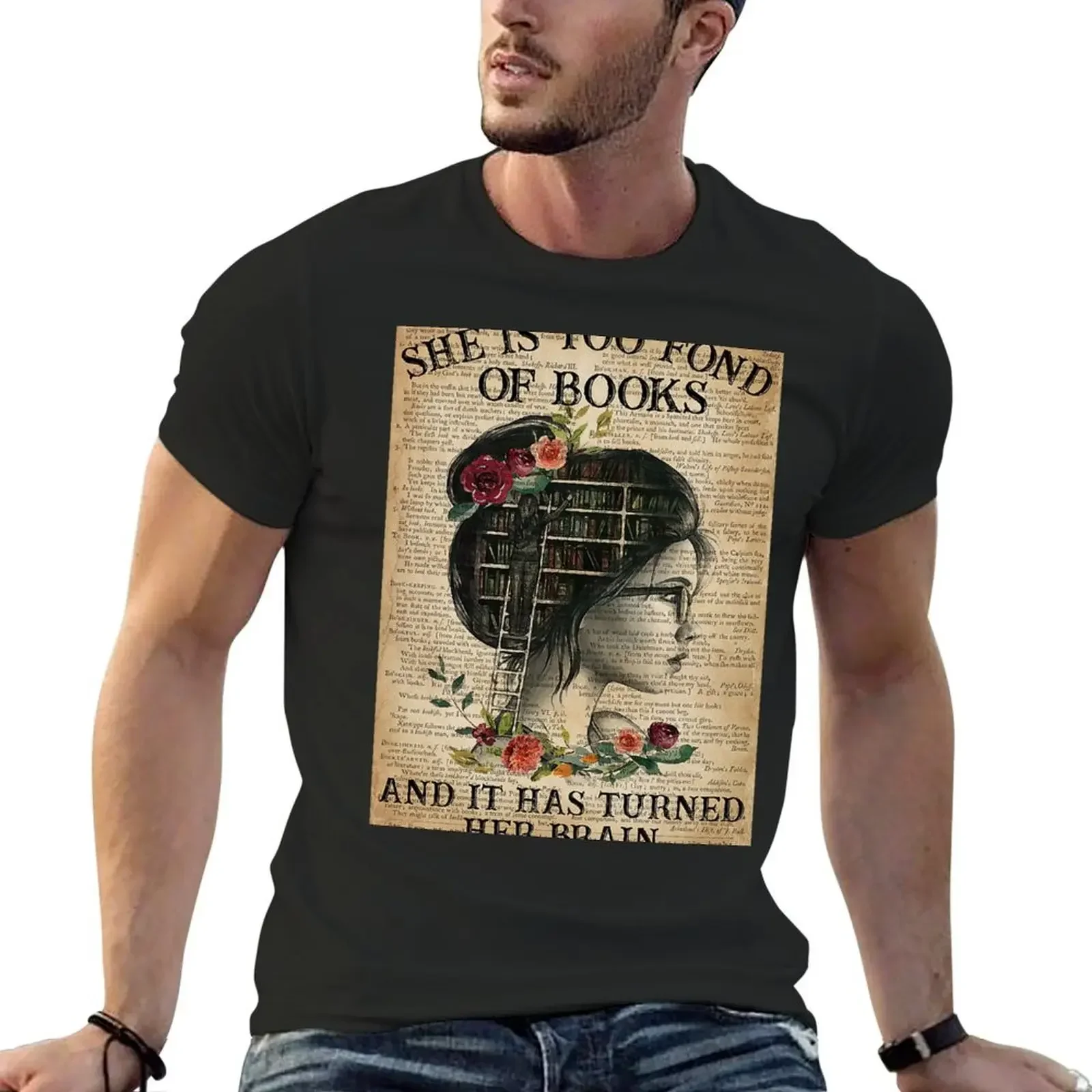 She Is Too Fond Of Books And It Has Turned Her Brain Flowers Dictionary Poster T-Shirt толстовка больших размеров