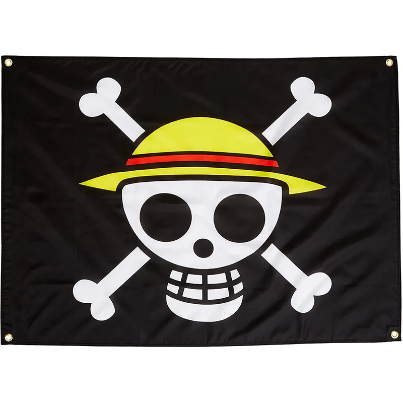 5 Pcs 90*150CM One Piece Pirate Monkey D. Luffy Skull Flag One Piece Straw Hat Pirates Trumpet Banner Flag