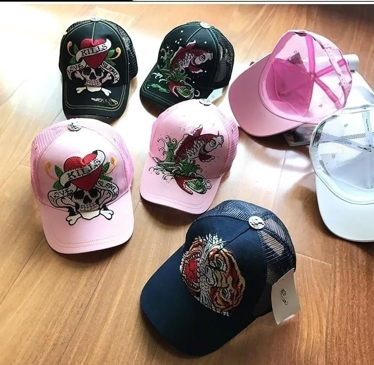 

Baseball Caps for men ED Tiger Head Fish Summer Breathable mesh Truck Hat Pink Snapback Sunvisor Cap Kpop for Women