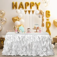 tulle table skirt tutu curly willow tablecloth skirts for baby shower decorations birthday skirt for wedding party supplies 2 7m