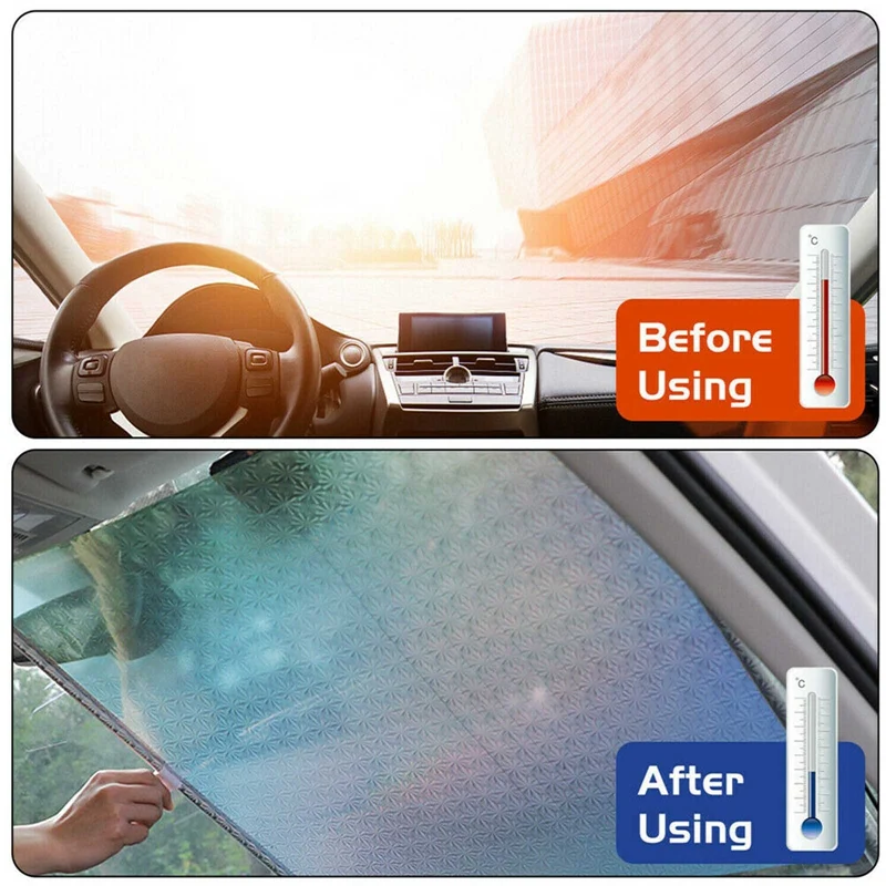 

Retractable Car Front Window Windshield Sun Shade Cover Visor Roller Blind Protection Window Film Rear Sunshade 50*125cm