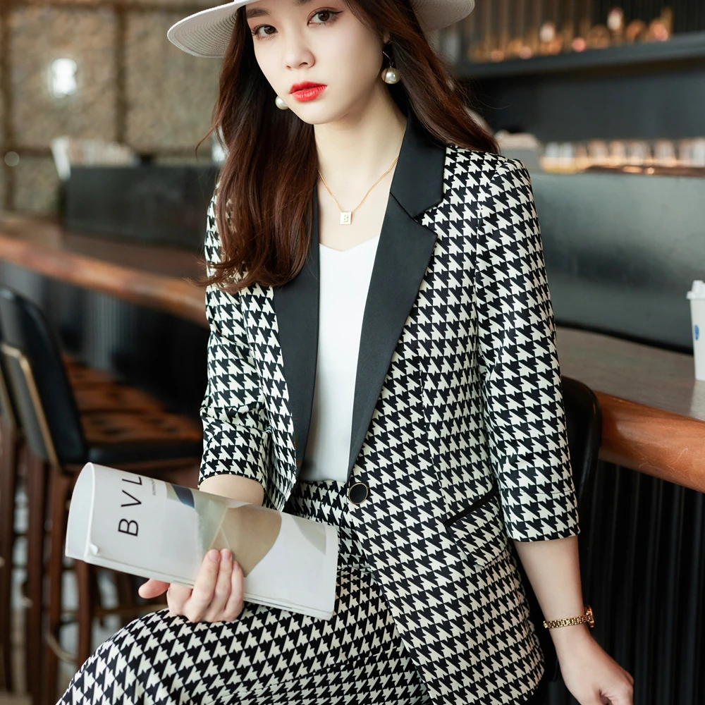 Korean Spring Formal Ladies White Blazer Women Business Suits with Sets Work Wear Office Uniform Pants skirt Jacket Ruffle Suit