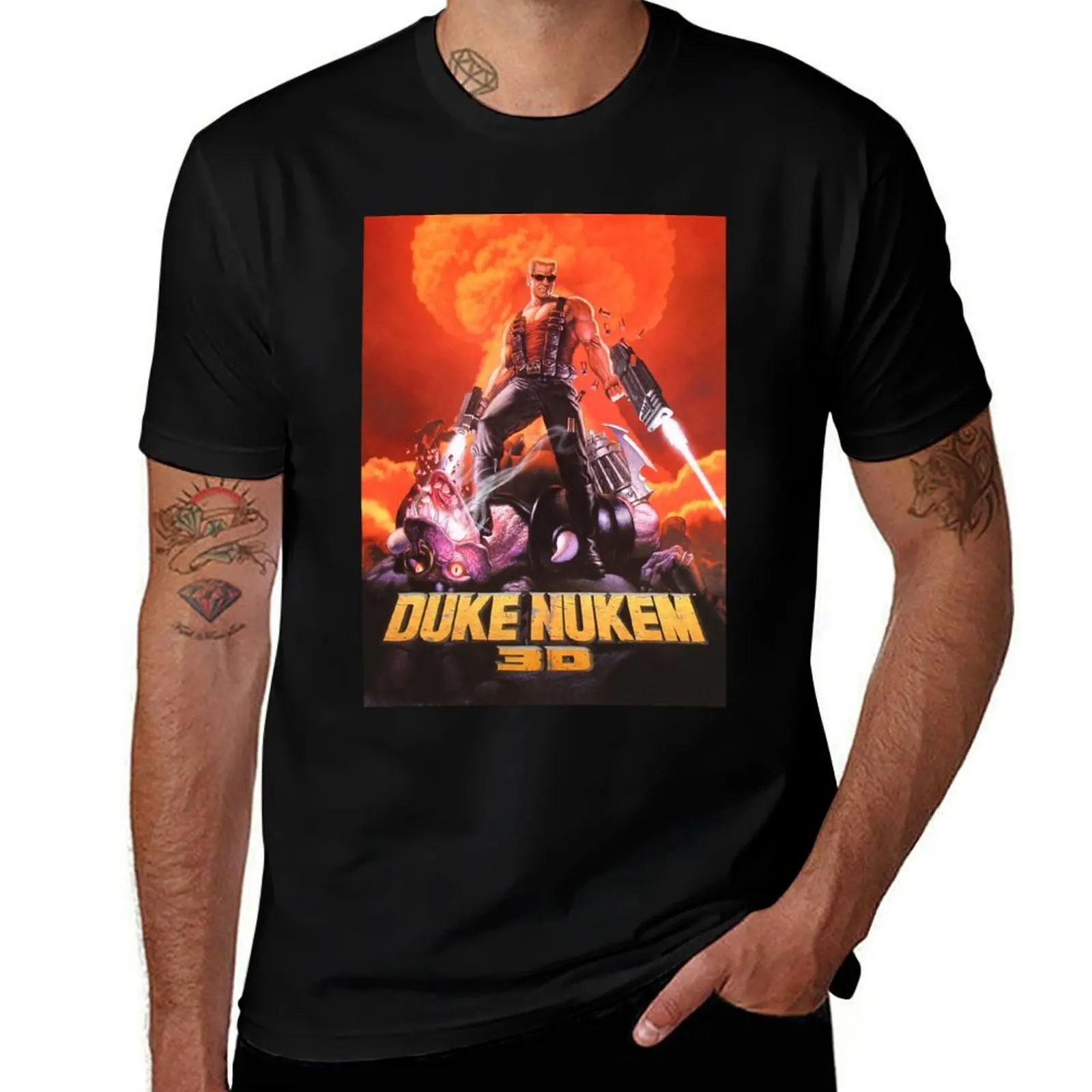 Фото 3D футболка Duke Nukem, футболка с короткими рукавами, летние топы, футболка с аниме, большие и высокие футболки для мужчин №1