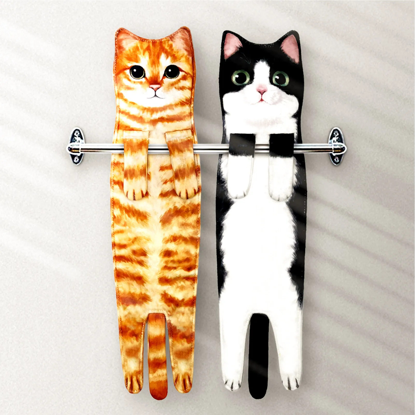 

New Cute Cat Hand Towels For Bathroom And Kitchen Decorative Animal Washcloths Face Wipe Handkerchiefs Housewarming Gifts