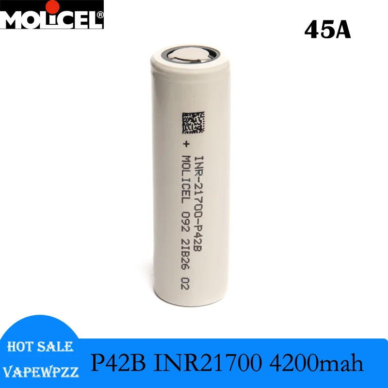 

Аккумуляторные батареи Molicel INR21700-P42B, 3,6 В, 4200 мАч, 10 шт./партия