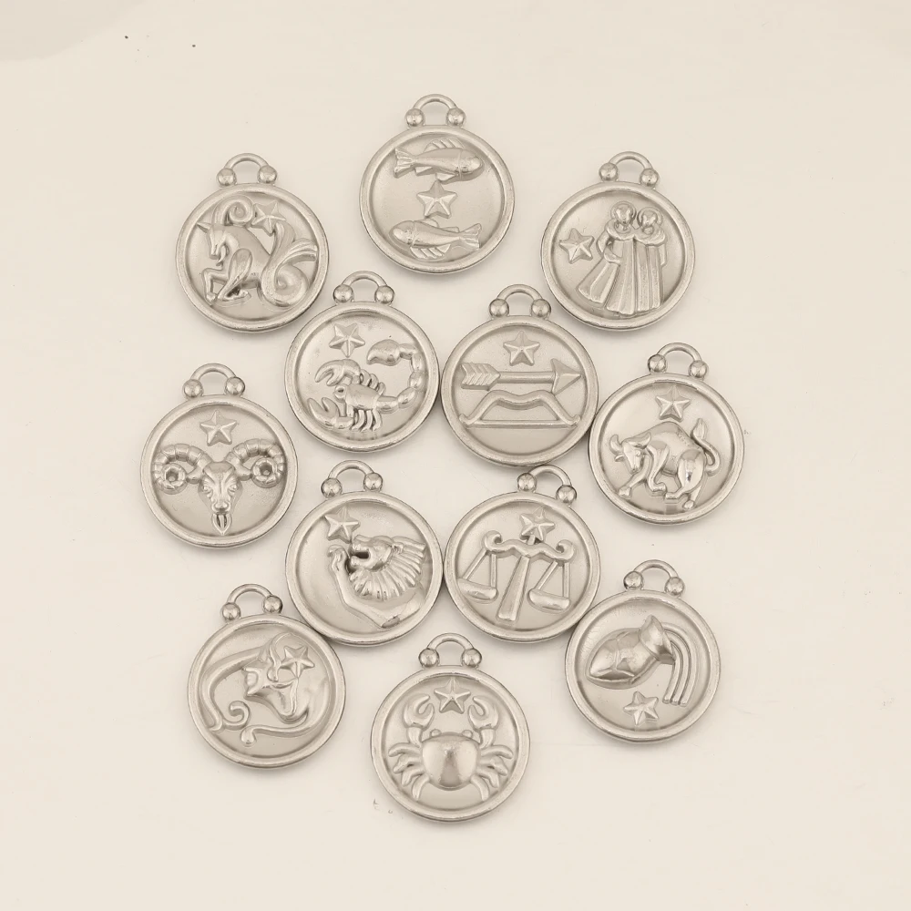 

50 шт. 17*20 мм, 12 знаков зодиака, нержавеющая сталь, фурнитура и компоненты для ювелирных изделий, Подвески ручной работы, аксессуары для ювелирных изделий