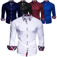 regular mens plaid shirts business casual long sleeve button up shirts blouses
