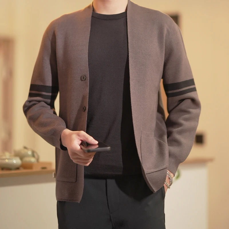 

Top Quality New Autum Winter Brand Fashion Slim Fit Knit Cardigan Men Japanese Sweater Casual Coats Jacket Mens Clothes