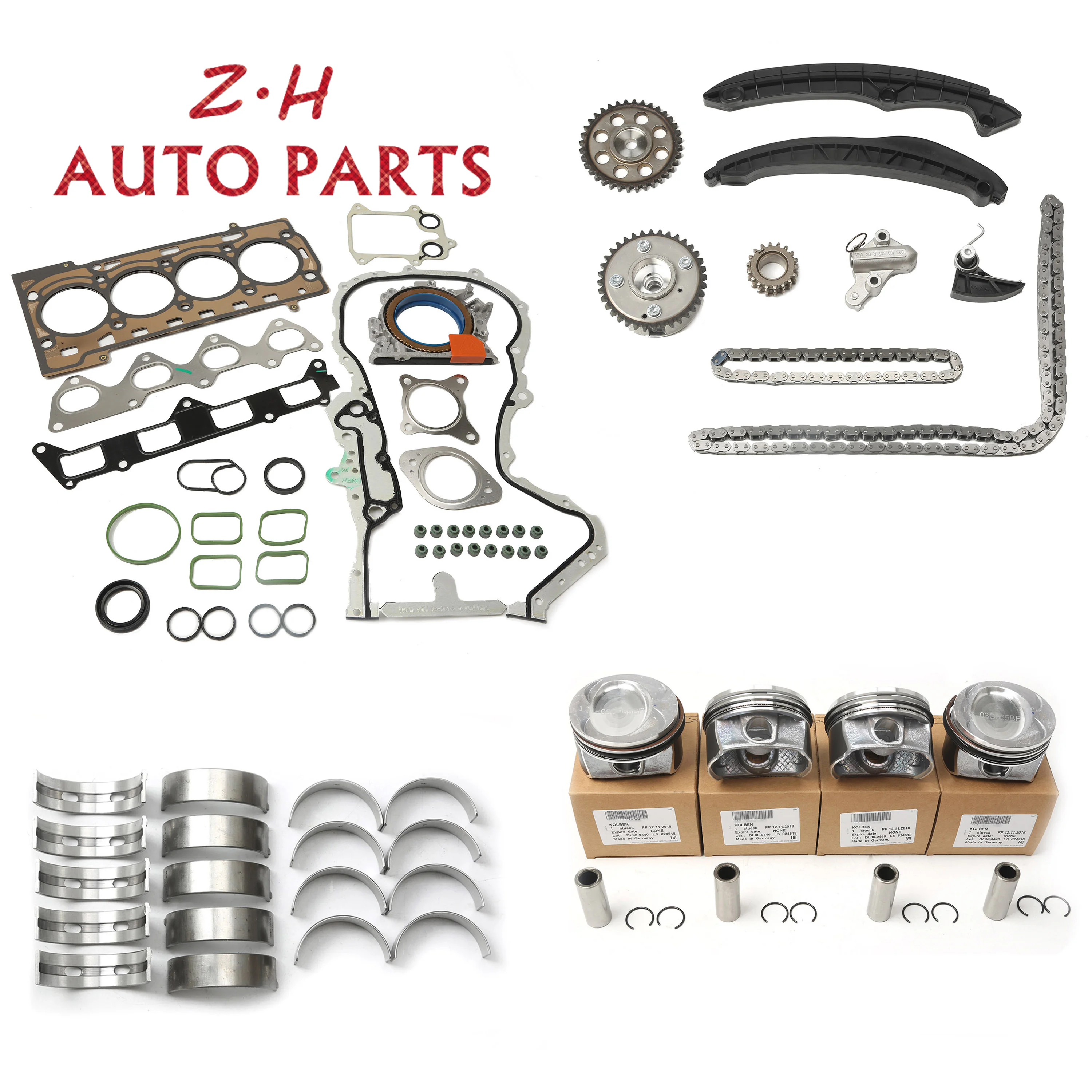 

Engine Pistons Gaskets Timing Overhaul Rebuild Kit Seals & Gasket Timing Chain For VW Golf Jetta MK5 MK6 Audi A1 1.4 TFSI EA111