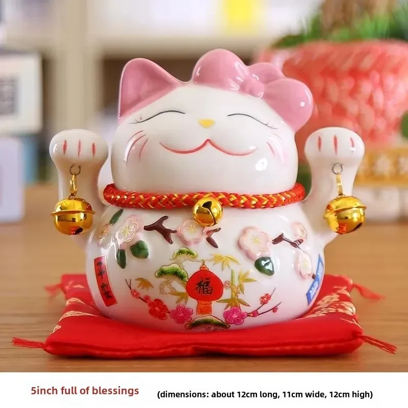 5-дюймовый орнамент Maneki Neko Lucky Cat керамическая статуя кота удачи домашний