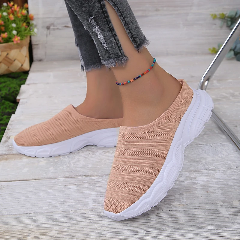 

Shoes for Women Outdoor Breathable Women's Vulcanize Shoes Thick Bottom Walking Shoe Easy Put on Slippers Slip-on Sneakers