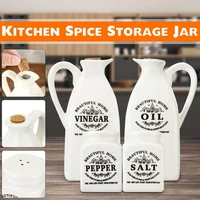 1set 4pcs ceramic oil bottle spice jars sauce vinegar bottle seasoning gravy jars kitchen cooking tools storage bottles