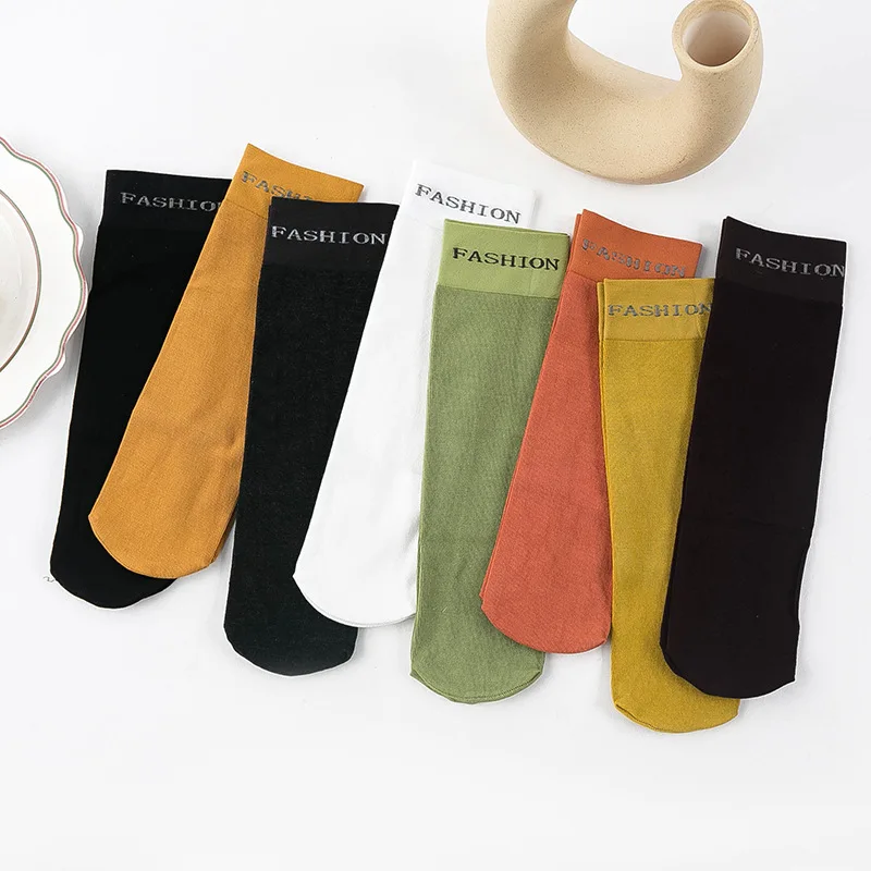 

Носки-трубы тонкие дышащие в стиле Харадзюку, хлопковые дезодорирующие, с надписью, ручная работа, без косточек, 1 пара, весна