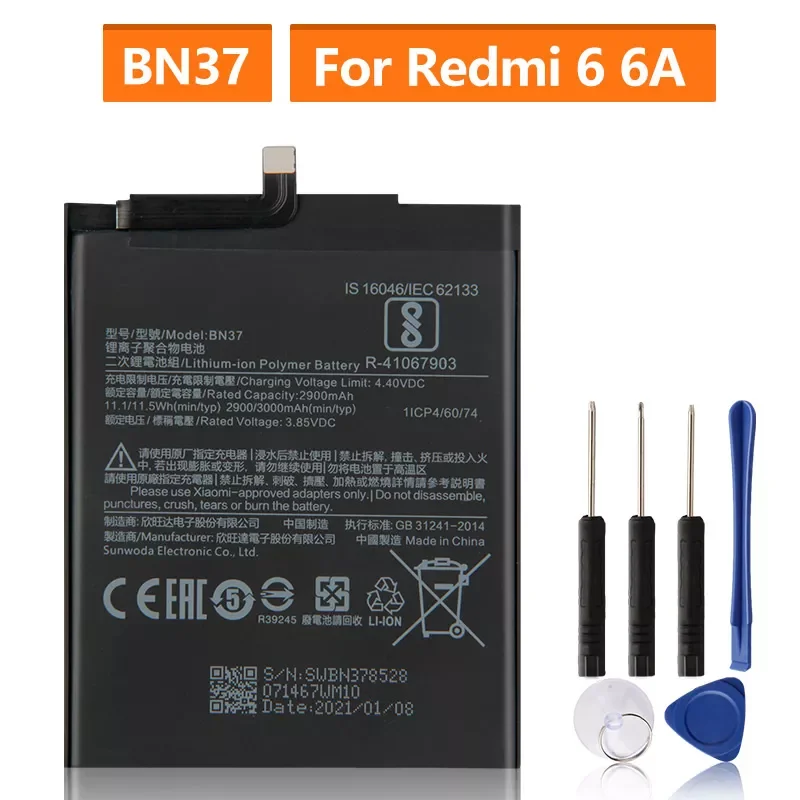 

Battery For Xiaomi Mi Redmi6 Redmi 6 Redmi 6A Redrice 6 BN37 Rechargeable Phone Battery 3000mAh