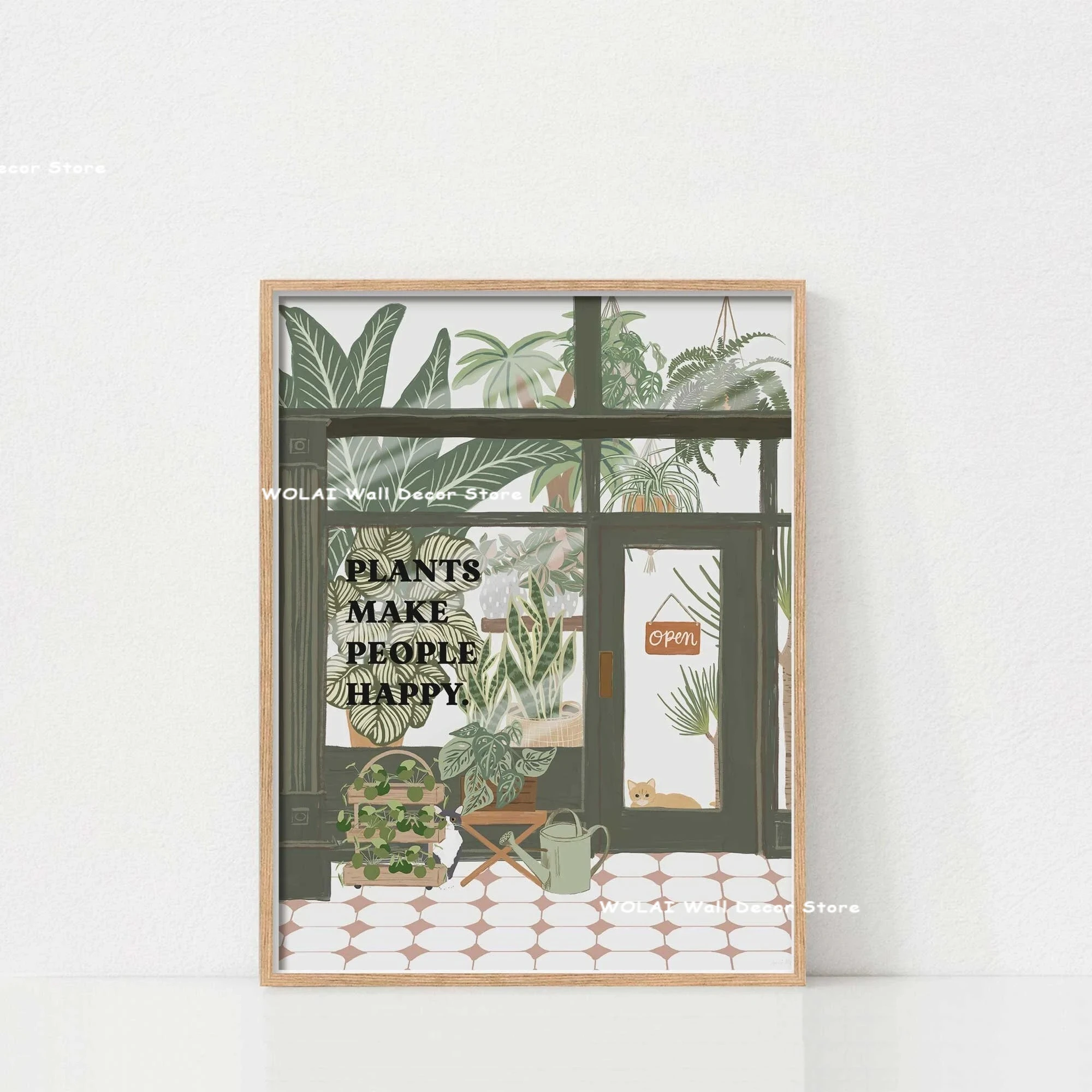 

Абстрактная печать на холсте с зелеными растениями