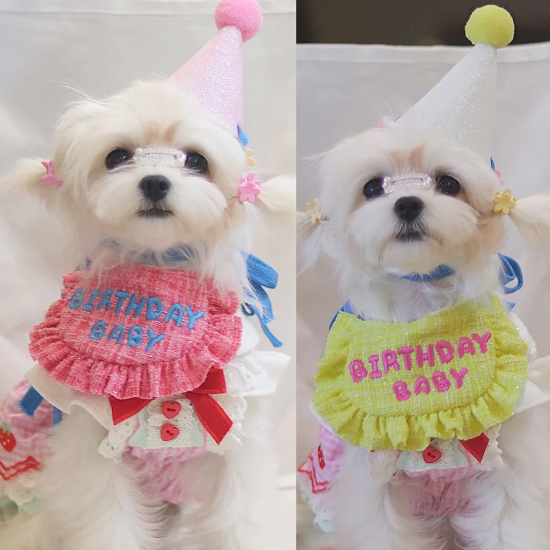 

Pet Dog Cat Birthday Saliva Towel Birthday Hat Party bib Triangular Scarf Cat Neck scarf Dog Cute Photo Dogs Puppy Accessories