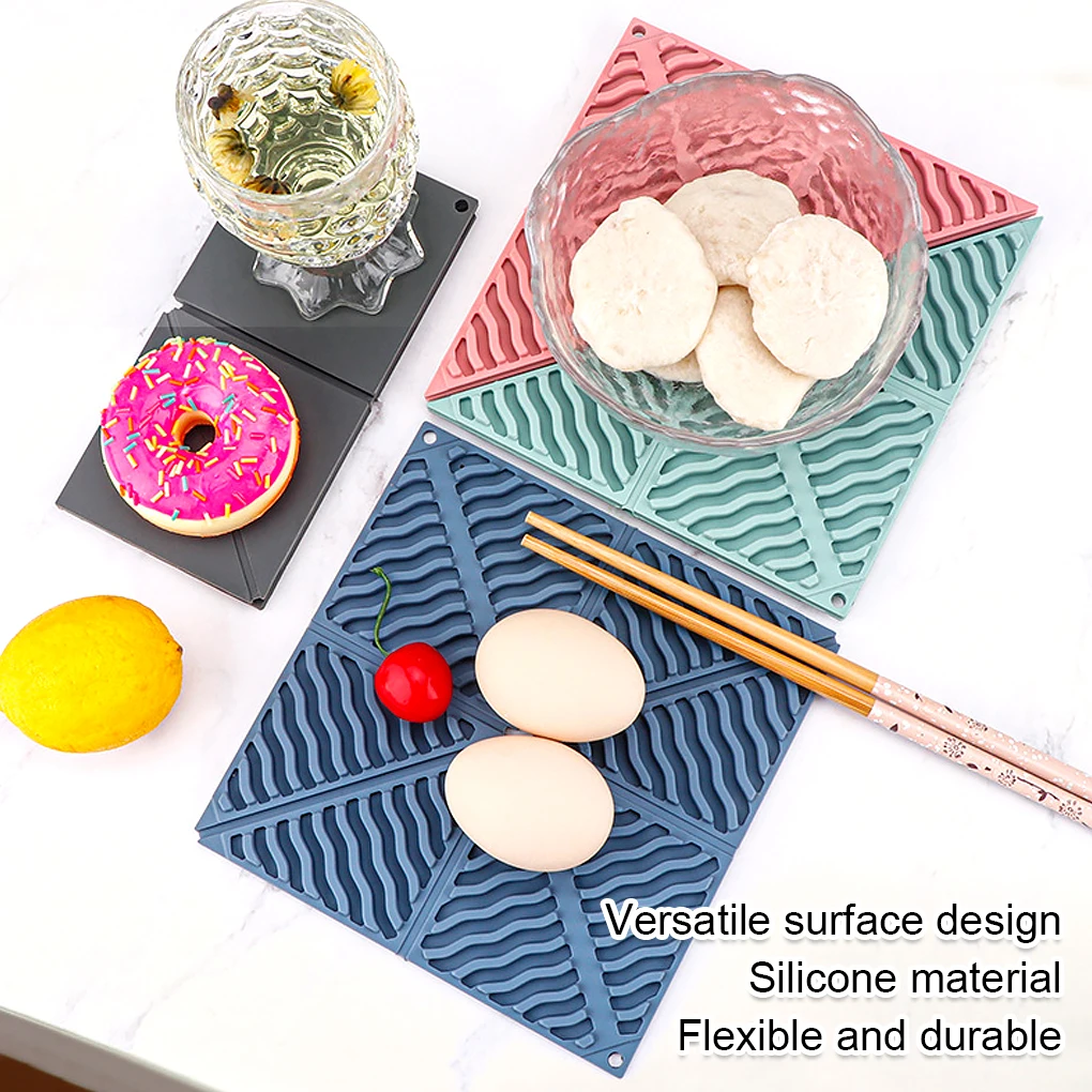 

4 Pieces Silicone Placemat Anti-Skid Heat Resistant Cup Coasters Kitchen Tableware Mats Dish Cushion For Household Restaurant