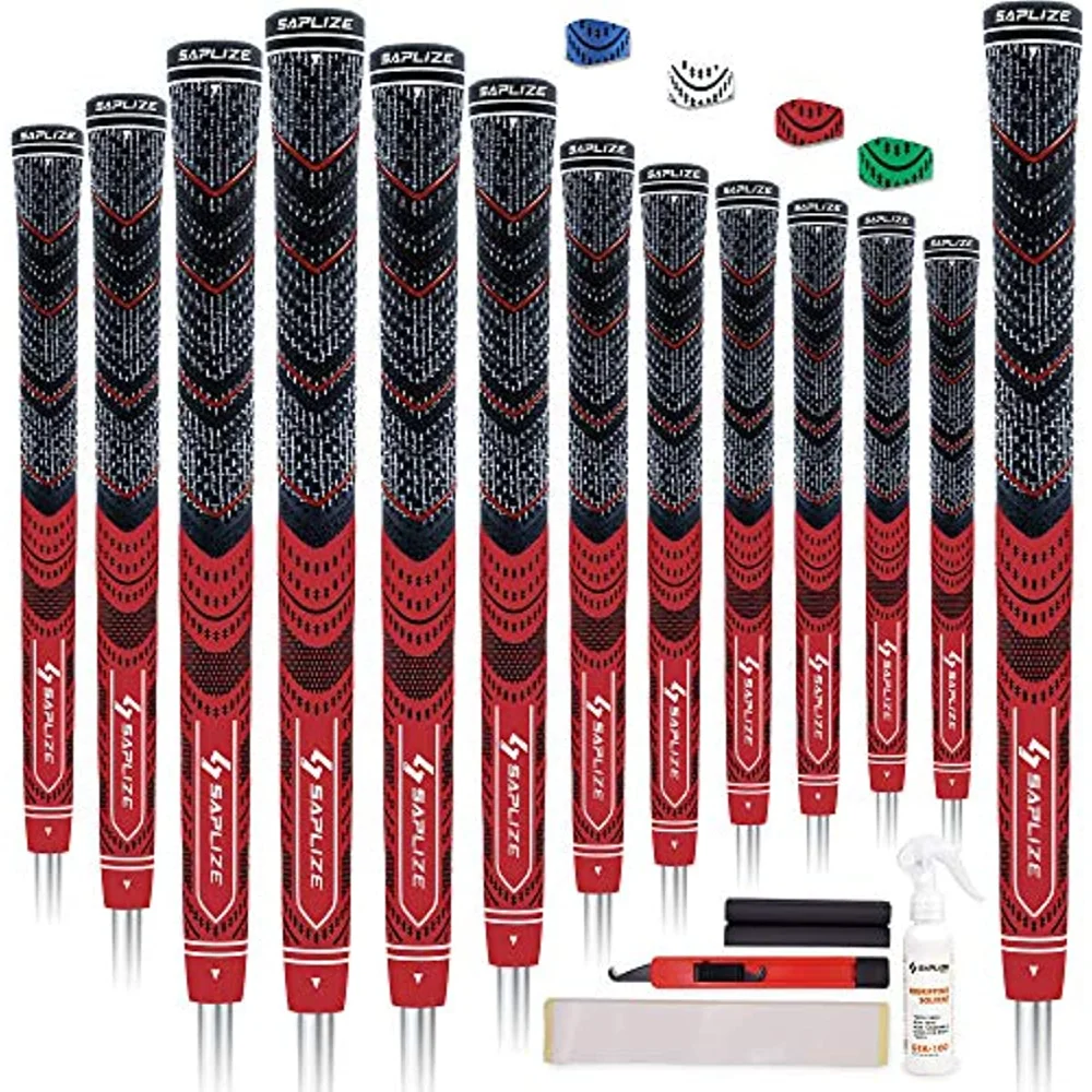 

13 Golf Grips，4 Colors Available, with Tapes or With Sovlent Kit, Compound Hybrid Rubber Golf Club Grips, Midsize Golfgrips