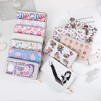 pu digital printing medium long women wallet korean fashion zipper mini wallet multi card holder bags