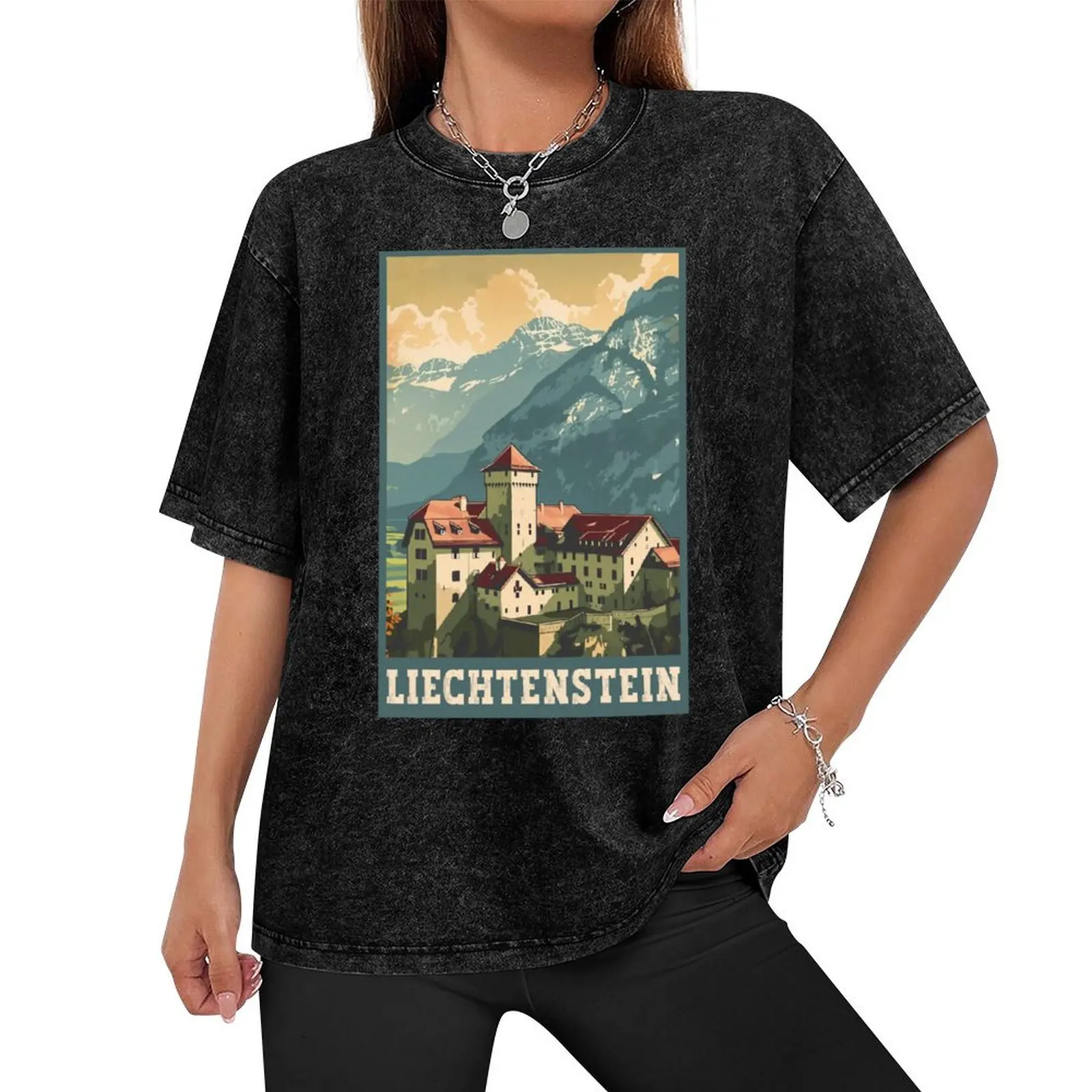 Футболка Liechtenstein Vaduz Castle Travel Art мужская футболка с короткими рукавами и простой