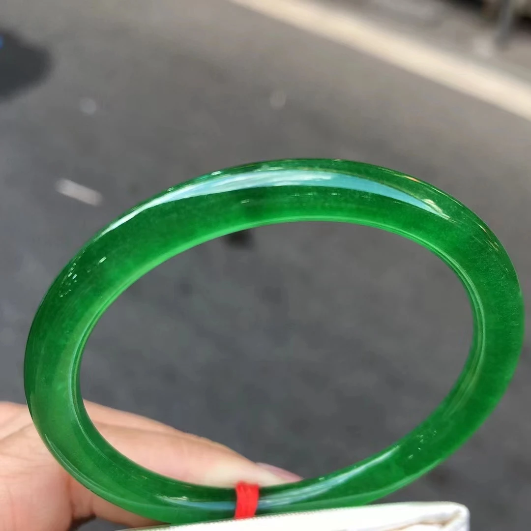

Natural 100% real Myanmar jadeite bangle round bar jadeite bangle green jadeite for woman temperament gift bracelets 53mm 329