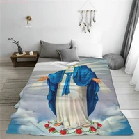 virgin mary christian catholic our lady of guadalupe flannel throw blanket home couch soft warm bedspread