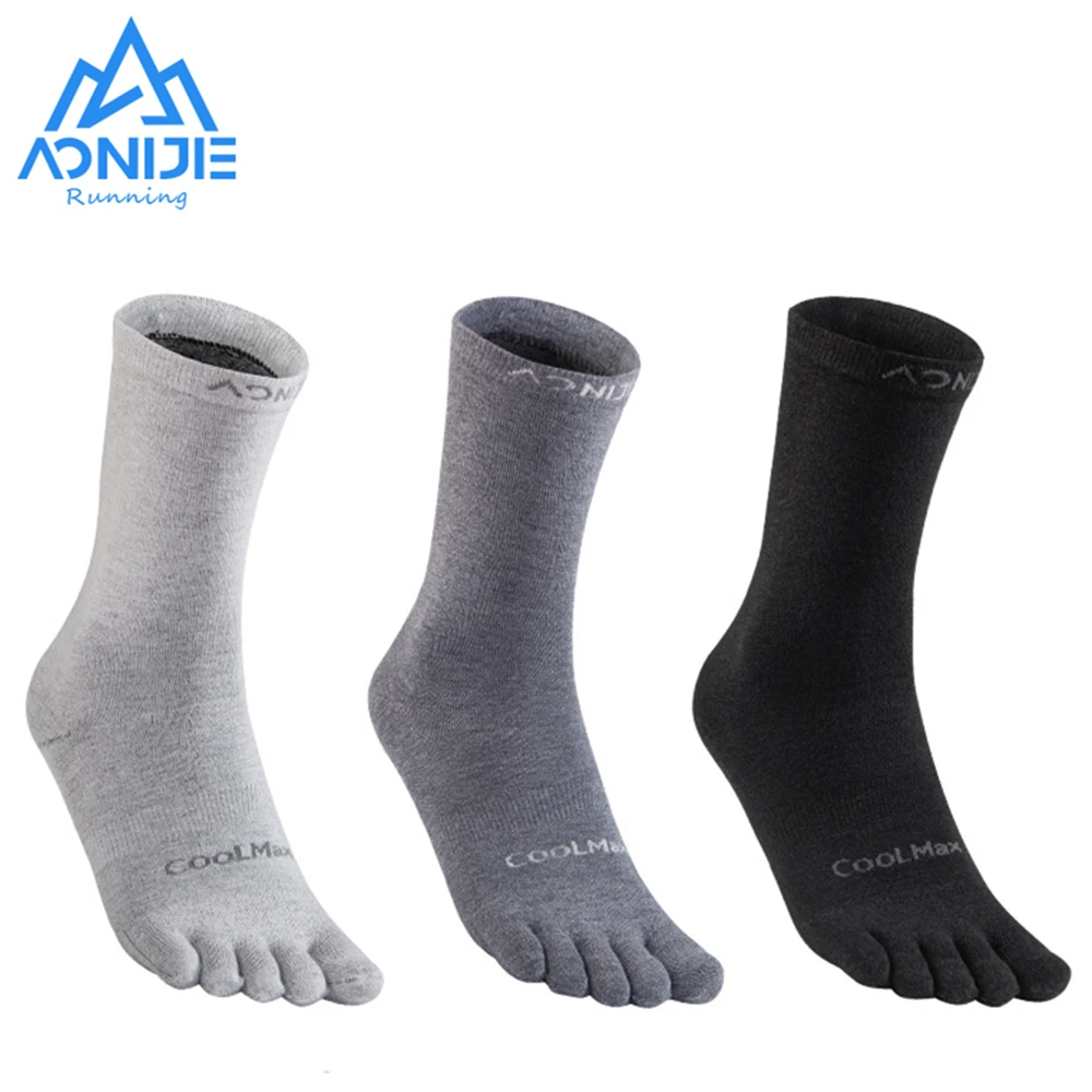 

One Pair AONIJIE E4831 Middle Tube Sports Bottoming Socks COOLMAX Thin Stocking Running Fivetoes Socks Toe Socks for Hiking