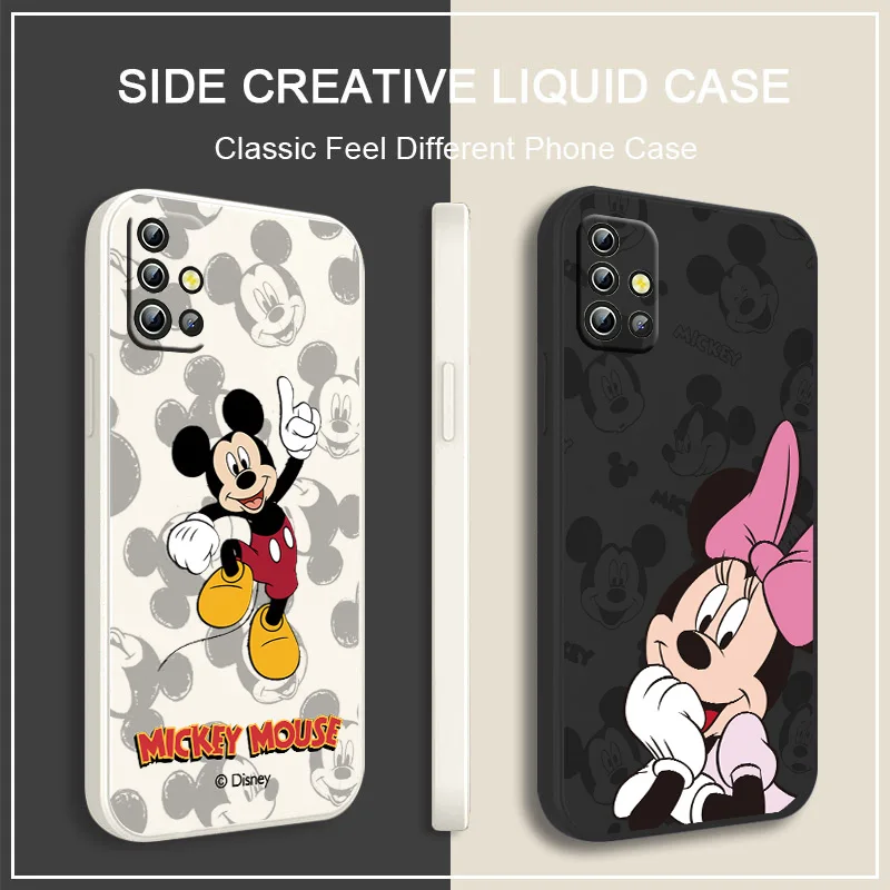 

NEW Mickey and Minnie Phone Case For OPPO Reno 7 6 SE Z Find X5 X3 X2 Neo Lite Pro Liquid Rope Funda Cover Soft Silicone Back