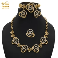 gold color dubai jewelry sets african indian wedding bridal party gifts necklace bracelet earrings ring set jewelery for women