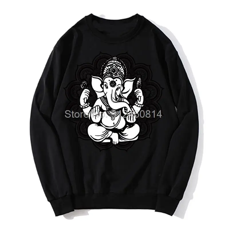 

Yoga Mandala Elephant Ganesha Tribal Ornaments Chakra Hindu Hoodie Men Fleece Sweater Hip Hop Sweatshirts Streetwear Harajuku