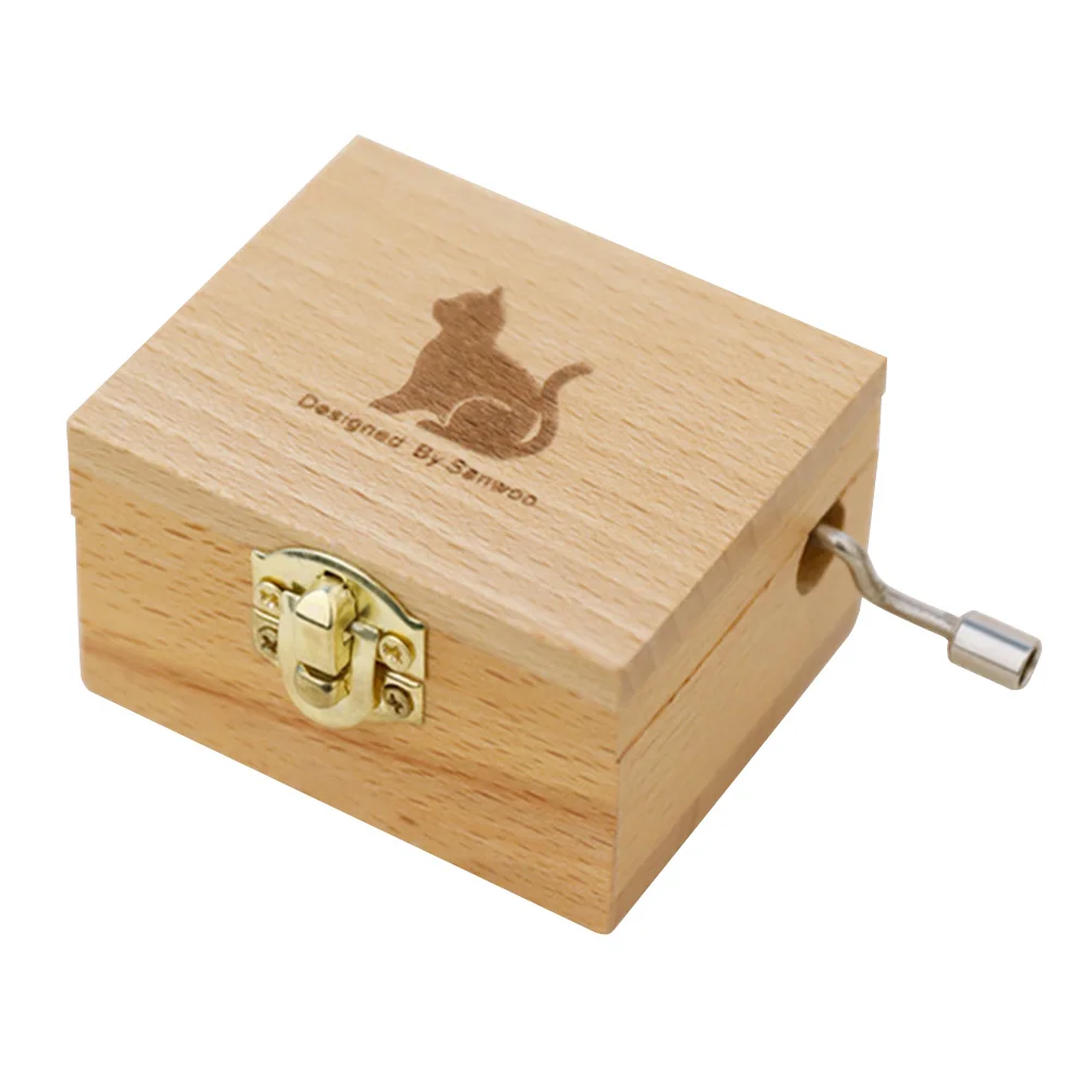 

Nativity Crafts Mirror Music Box Classic Wooden Craft Bamboo Hand Music Box Student