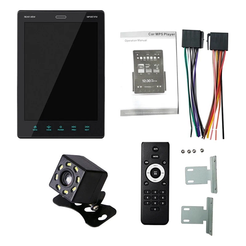 

MP5-плеер с вертикальным HD-экраном 9,5 дюйма, автомобильное FM-радио, Bluetooth, стерео, сенсорный экран, экран для Carplay Mirror Link с камерой