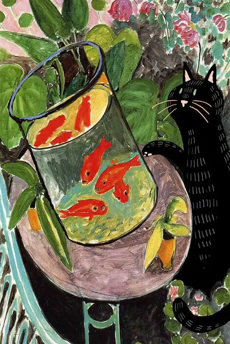 

Картина на холсте Abstract Black Cat Knocks Van Gogh Sunflower