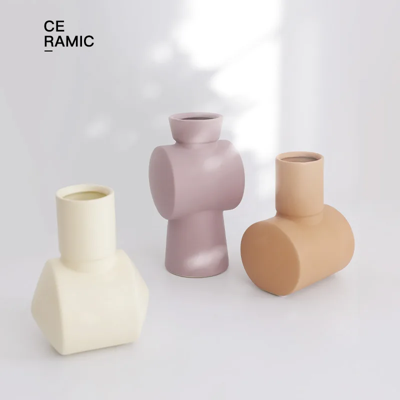 

Nordic Morandi Simple Hammer Ceramic Vase Decoration Living Room Dining Room TV Stand Wine Cabinet Ornament Furnishing