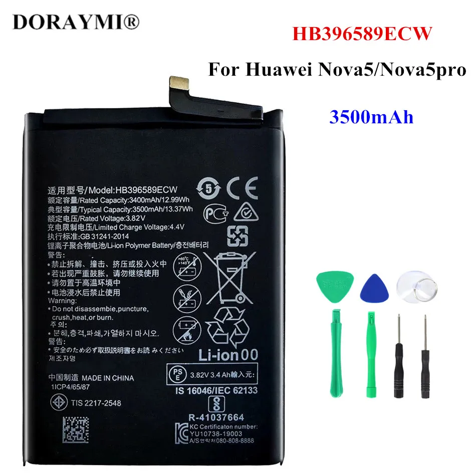 

Original 3500mAh Battery HB396589ECW for Huawei For Huawei Nova 5 Nova5 Pro SEA-AL00 Replacement Phone Batteries