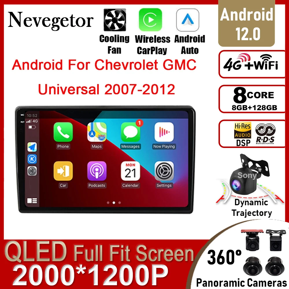 

Android 12.0 For GMC Yukon Sierra Tahoe Suburban Chevrolet Silverado Express Auto CarPlay Car GPS Navigation Multimedia Radio