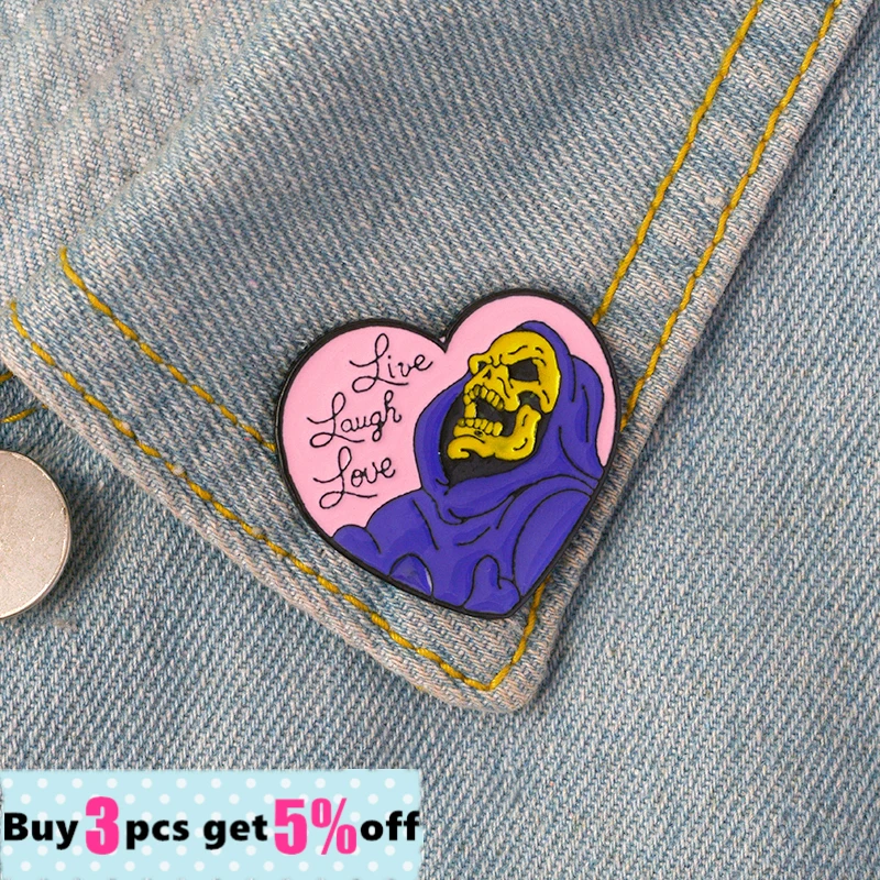 Оптовая продажа эмалированная брошь в стиле панк скелет сердца пурпурный