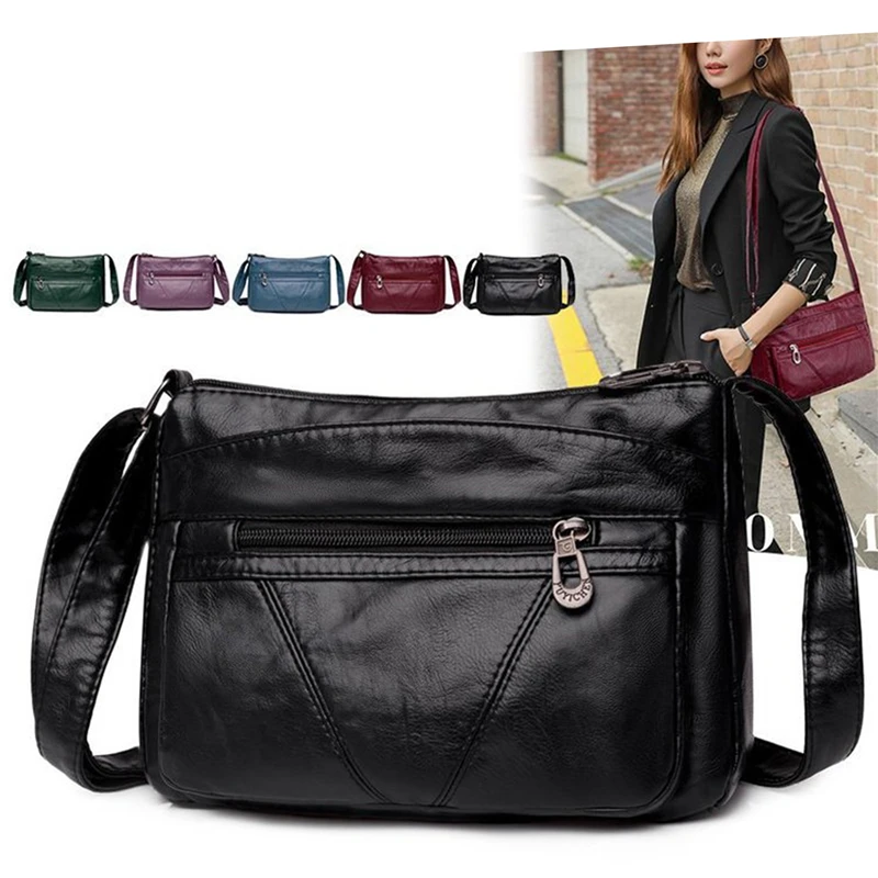 

High Quality Womens Soft PU Leather Shoulder Bags For Women Multi-Layer Classic Crossbody Bag Handbags Purses